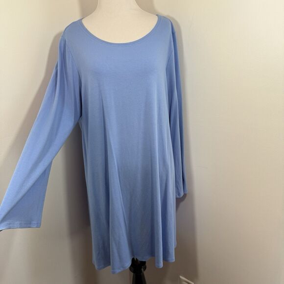 Eileen Fisher Dress XL Viscose Jersey Ballet Neck Tunic Dress 3/4 Sleeve Stretch - Picture 2 of 11
